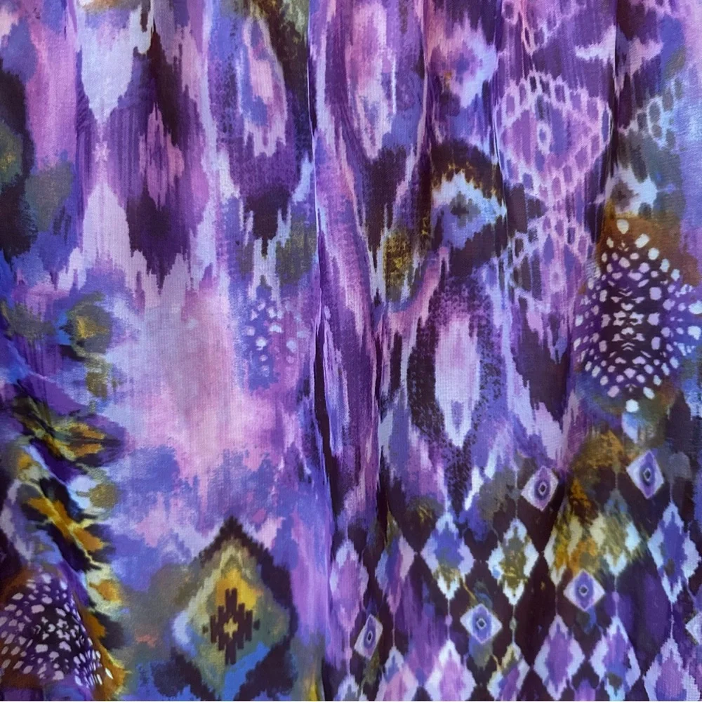 Y2K Knitworks Purple Graphic Patterned High-Low Lined‎ Skirt size XL